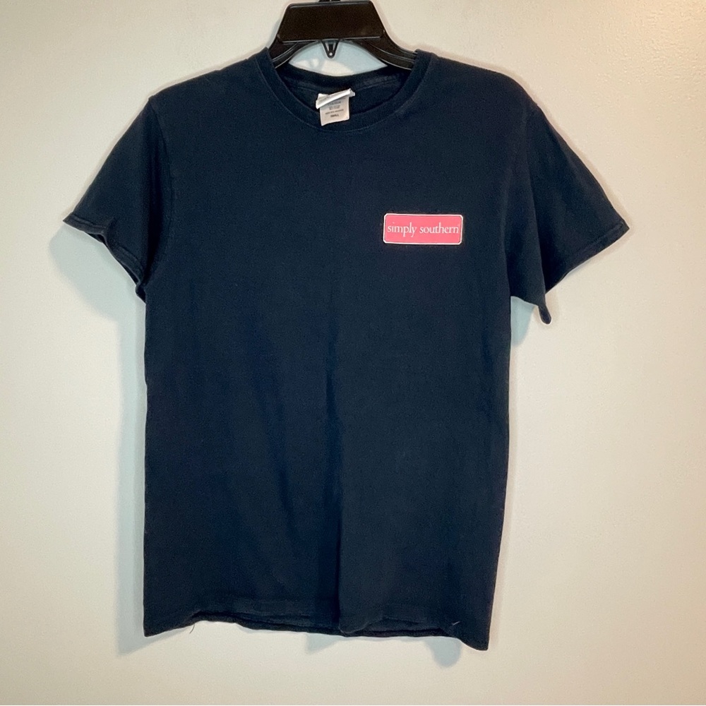 Simply Southern Black Tshirt “Happy people shine brighter” Small - Picture 2 of 4
